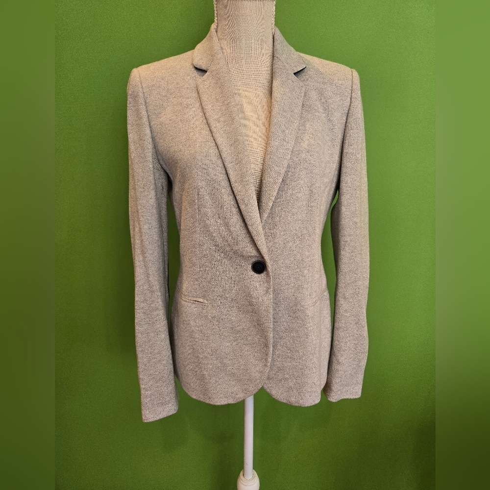 Zara Light Gray Blazer With Patterned Lining Size… - image 4